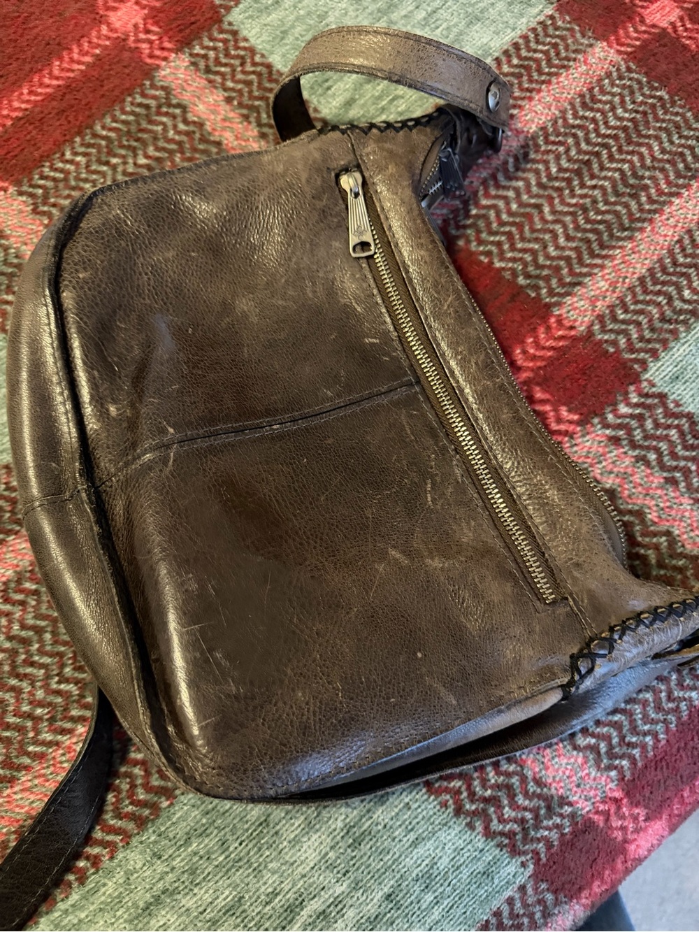 Patricia Nash Distressed Brown Leather Crossbody Bag with Tassel - Picture 6 of 9